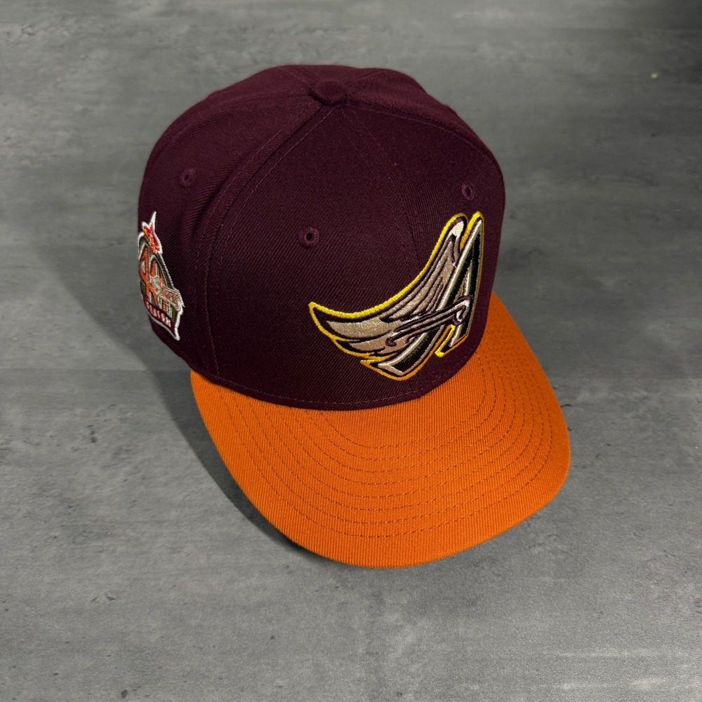 Hat Club Anaheim Angles New Era Cap 7 1/8 Fall Thanksgiving Olive Maroon‎ Orange